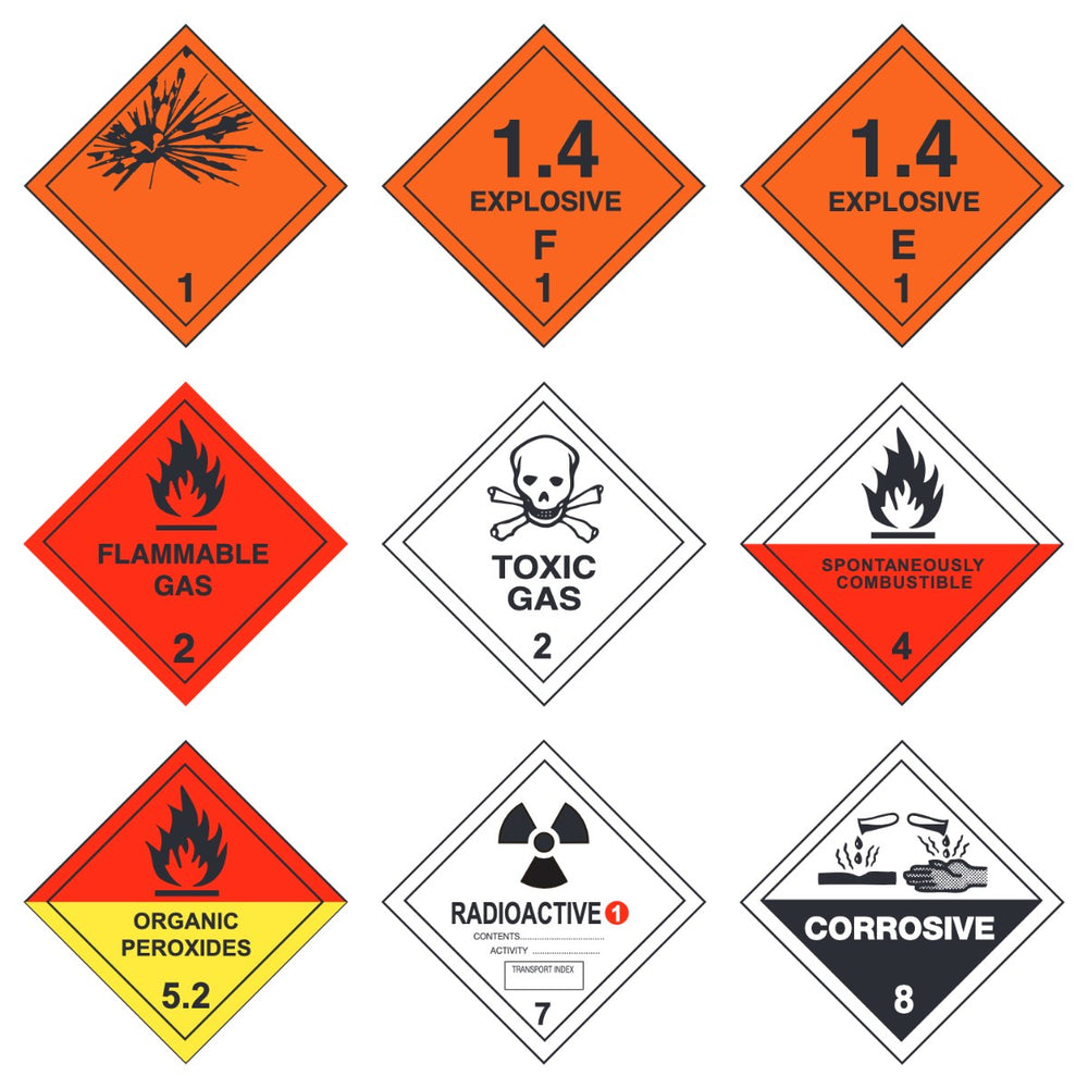 IMDG Hazard Class Labels & Placards – sample signs | Craftmark marine safety signs