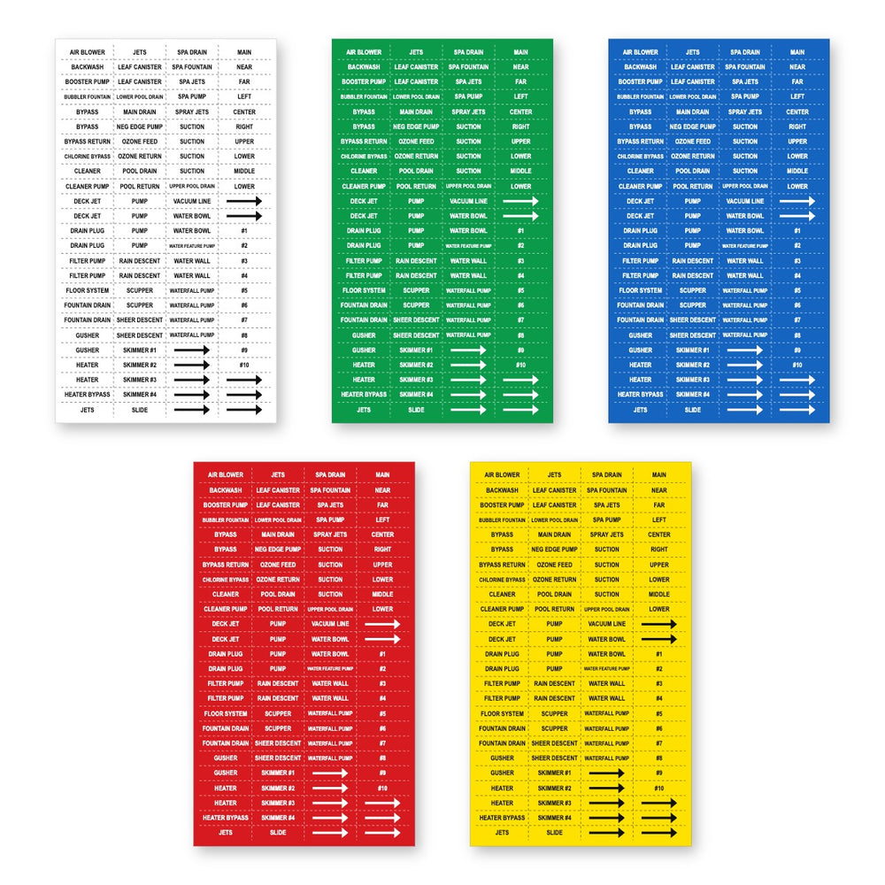 Pool & Spa Pipe & Equipment Marker Sheets