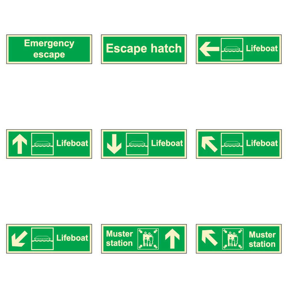 IMO Escape & Evacuation Route Signs – sample signs | Craftmark marine safety signs