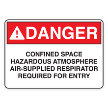 DANGER – CONFINED SPACE HAZARDOUS ATMOSPHERE AIR-SUPPLIED RESPIRATOR REQUIRED FOR ENTRY (18676)