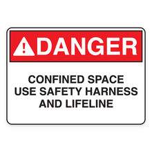 DANGER – CONFINED SPACE USE SAFETY HARNESS AND LIFELINE (18685)