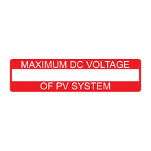 PVSL-21 Maximum DC Voltage of PV System (write-in) – 1” x 4”