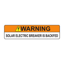 PVSL-41 Warning: Solar Electric Breaker Is Backfed – 1” x 4”