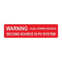 PVSL-43 Warning: Dual Power Source, Second Source Is PV System – 1” x 4”