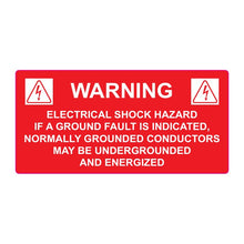 PVSL-44 Warning: Electrical Shock Hazard, Ground Fault (red) – 2” x 4.12”
