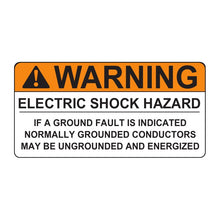 PVSL-46 Warning: Electric Shock Hazard, Ground Fault – 2” x 4.12”