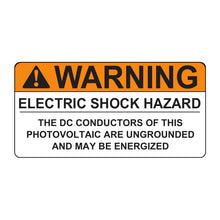 PVSL-47 Warning: Electric Shock Hazard, DC Conductors Ungrounded – 2” x 4.12”