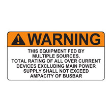 PVSL-50 Warning: This Equipment Fed by Multiple Sources – 2” x 4.12”