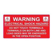 PVSL-52 Warning: Electrical Shock Hazard, Do Not Touch Terminals (red) – 2” x 4.12”