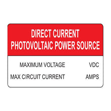 PVSL-67 Direct Current Photovoltaic Power Source (write-in) – 2.5” x 3.75”