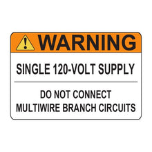 PVSL-75 Warning: Single 120-Volt Supply, Do Not Connect Multiwire Branch Circuits – 2.5” x 3.75”