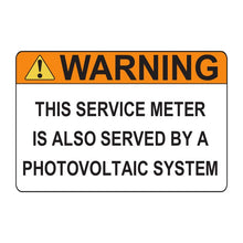 PVSL-79 Warning: This Service Meter Is Also Served by a Photovoltaic System – 2.5” x 3.75”