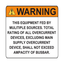PVSL-84 Warning: This Equipment Fed by Multiple Sources – 3” x 3”