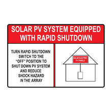 PVSL-85 Solar PV System Equipped with Rapid Shutdown (red) – 4” x 6”