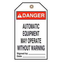 AUTOMATIC EQUIPMENT MAY OPERATE WITHOUT WARNING (16391)