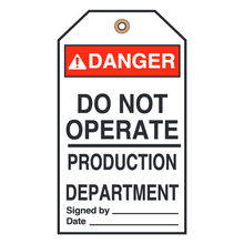 DO NOT OPERATE PRODUCTION DEPARTMENT (16409)